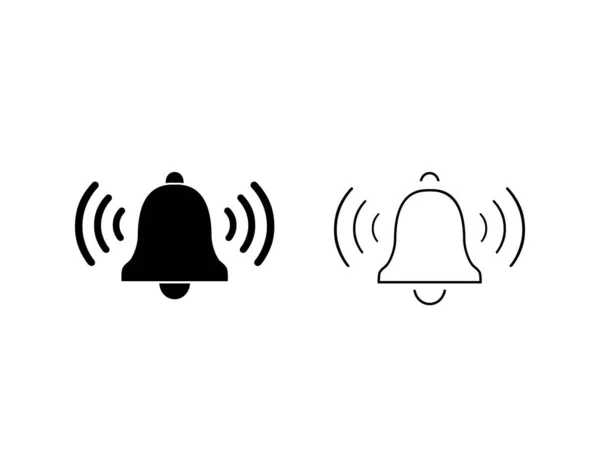 Klingelzeichensymbol, Alarmumrandung und gefülltes Vektorzeichen, lineares und vollständiges Piktogramm auf weiß isoliert, Logo — Stockvektor