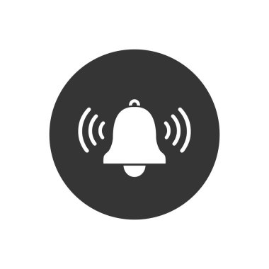 Gri düz biçimli çan doğrusal vektör beyaz simgesi