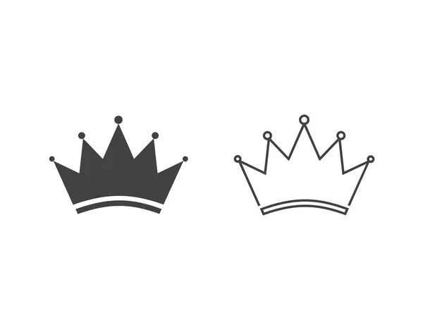 Crown Logo Set Template. Line Icon. Vector — Stock Vector