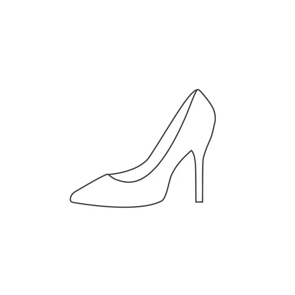 白い背景に隔離された女性の靴のモノクロームベクトルイラスト。線 — ストックベクタ