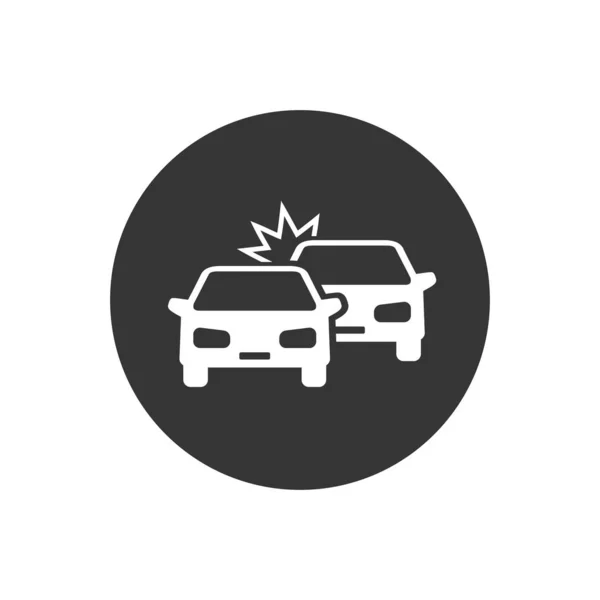 Unfallwagen Vektor weißes Symbol auf grau in flachem Stil — Stockvektor