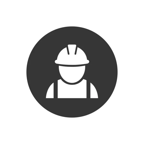 Bauarbeiter Vektor weißes Symbol auf grau in flachem Stil — Stockvektor