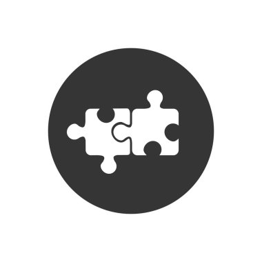 Gri üzerine beyaz yapboz simgesi. Düz biçimli vektör