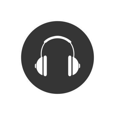 Kulaklık ikonu düz stil. Beyaz izole edilmiş arka planda kulaklık vektör illüstrasyonu. Modern düz stil ses aygıtı iş konsepti