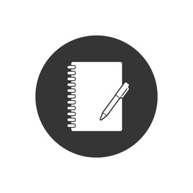 Düz biçimli olarak gri üzerine beyaz defter vektörü simgesi