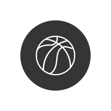 Gri üzerine beyaz basketbol ikonu. Modern düz stilde vektör illüstrasyonu