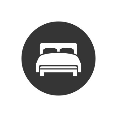 Çift yataklı beyaz vektör simgesi gri üzerine düz stil