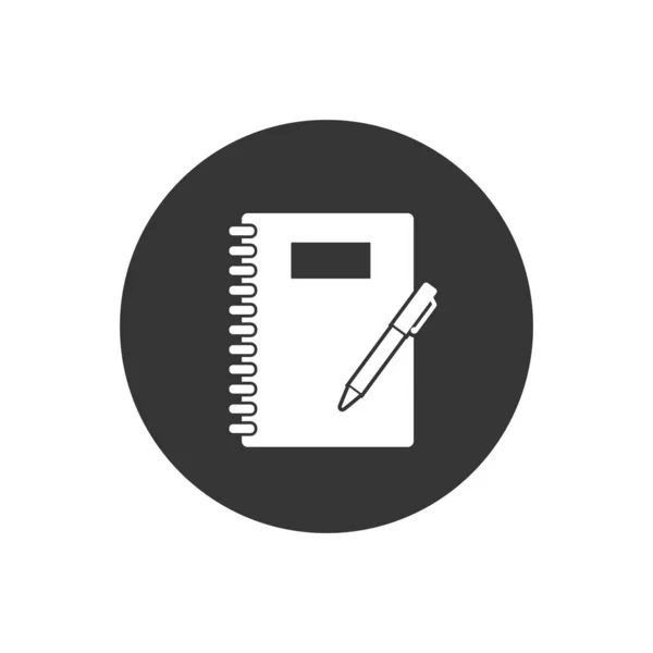 Ícone branco do vetor do caderno no cinza no estilo liso — Vetor de Stock