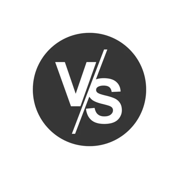 VS versus letras vector logo blanco icono aislado sobre fondo gris. VS versus símbolo de confrontación o diseño de oposición — Vector de stock