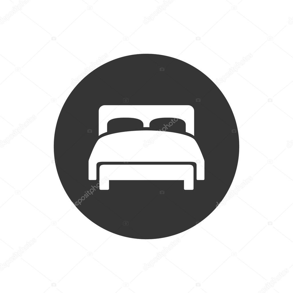 Double bed vector white icon on gray in flat style