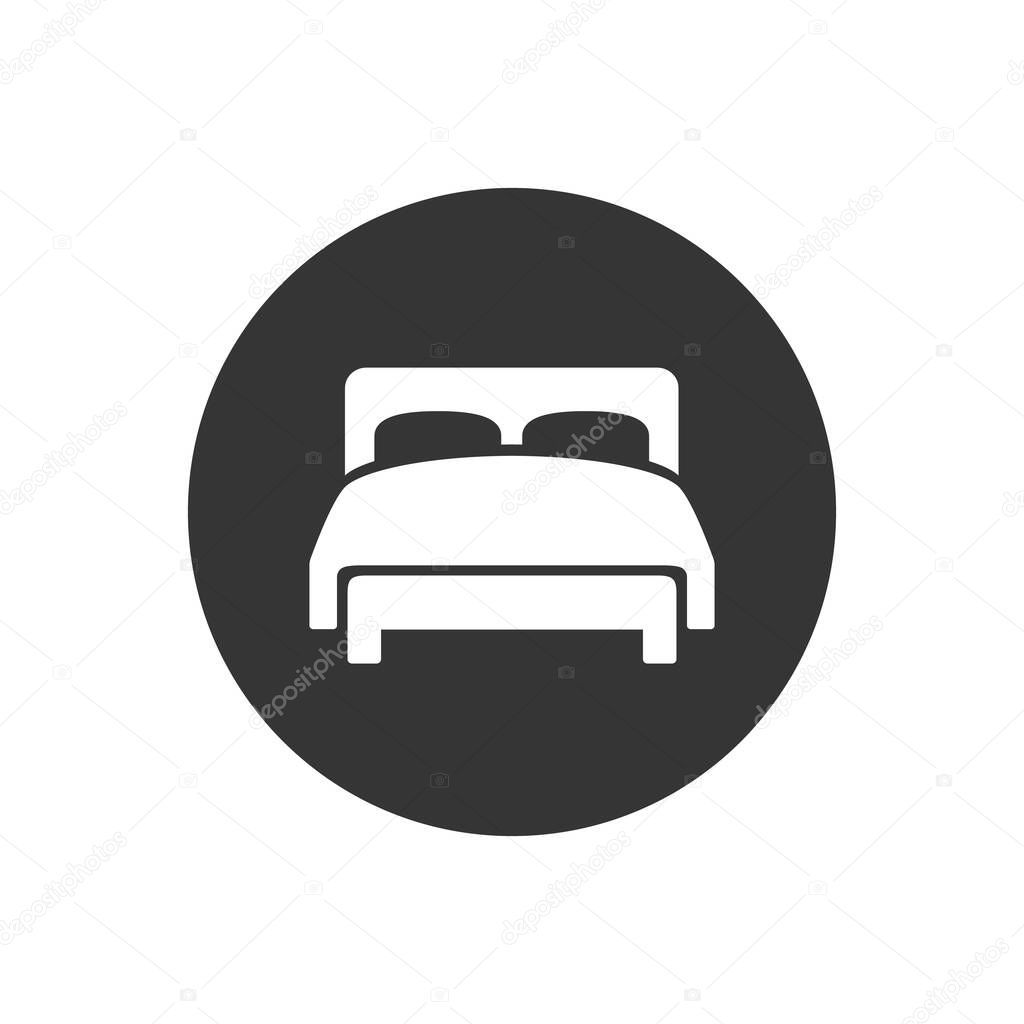 Double bed vector white icon on gray