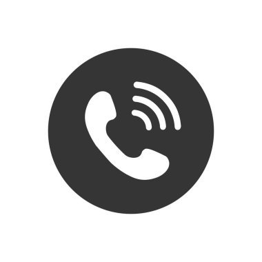 Gri arka planda izole edilmiş modaya uygun beyaz telefon simgesi. Telefon sembolü. Vektör