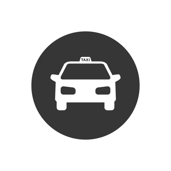 Taxi vector wit pictogram op grijs in platte stijl — Stockvector