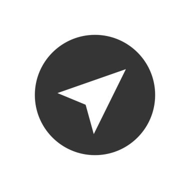 Arrow Gri üzerine beyaz GPS simgesi. Modern düz stilde vektör illüstrasyonu