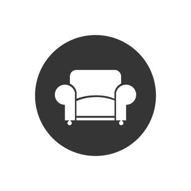 Gri üzerine düz sandalye ikonu. Modern düz biçimli vektör