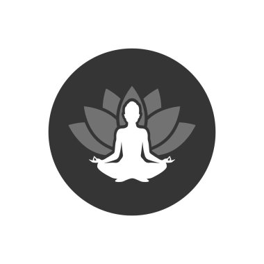 Yoga. Lotus pozisyonu silueti. Modern düz biçimli vektör şekli