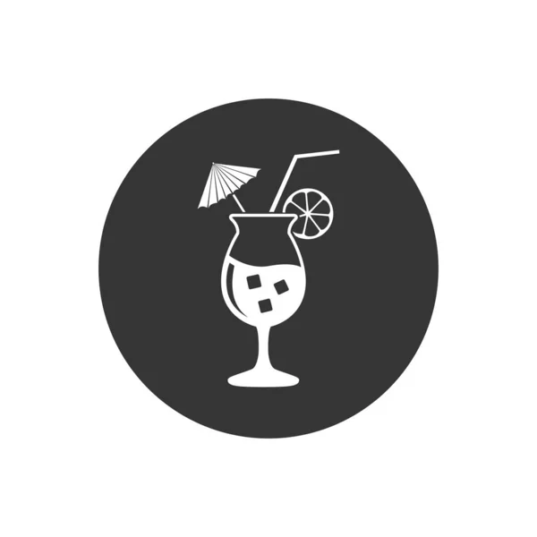 Cocktail glass with straw and lemon vector icon. filled flat sign for mobile concept and web design. Tropical cocktail drink glyph icon. Symbol, logo — Stock Vector