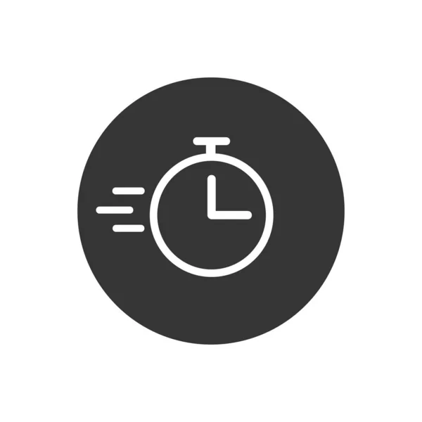 Relógio ou tempo voando ícone branco isolado no fundo cinza. Sinal do temporizador. Projeto do tempo liso — Vetor de Stock