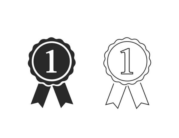 Conjunto de iconos de premio con 1, vector ilustración plana — Vector de stock