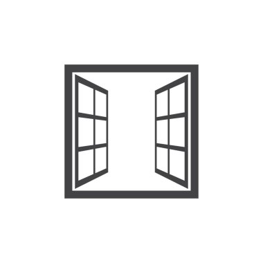 Beyaz arkaplanda izole edilmiş düz stil pencere simgesini aç. Tasarımın için, logo. Vektör
