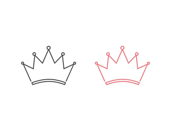 Crown Logo-mallen. Linjeikon uppsatt. Vektorillustration Platt — Stock vektor