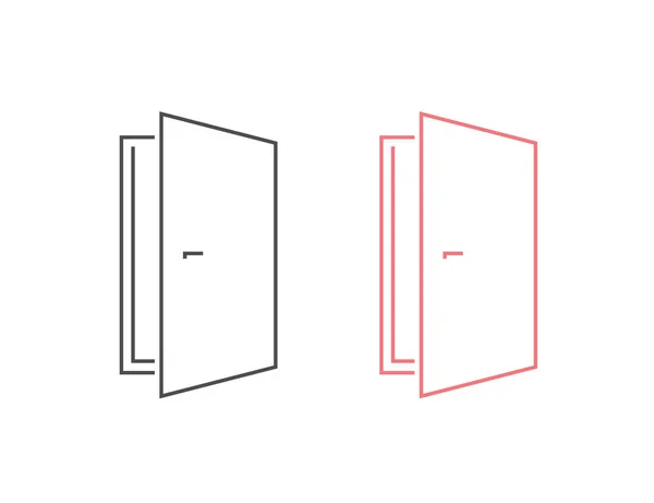 Door vector line icon set in flat style — 스톡 벡터