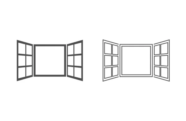 Das Symbol für die geöffnete Fensterlinie ist flach und isoliert auf weißem Hintergrund. für Ihr Design, Ihr Logo. Vektor — Stockvektor