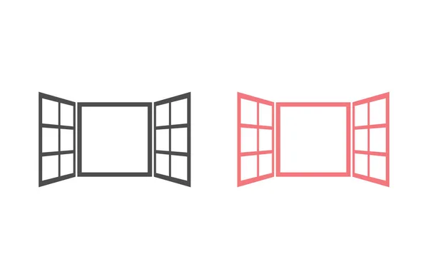 Otevřít ikonu okna nastavenou v plochém stylu izolovaném na bílém pozadí. Pro tvůj design, logo. Vektor — Stockový vektor