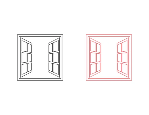 Icono de línea de ventana abierta en estilo plano aislado sobre fondo blanco. Para su diseño, logotipo. Vector — Vector de stock