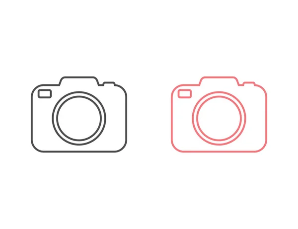 Photo black camera vector line icon set in flat — 스톡 벡터