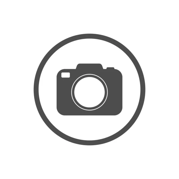 Photo black camera vector icon in flat style — Stock Vector