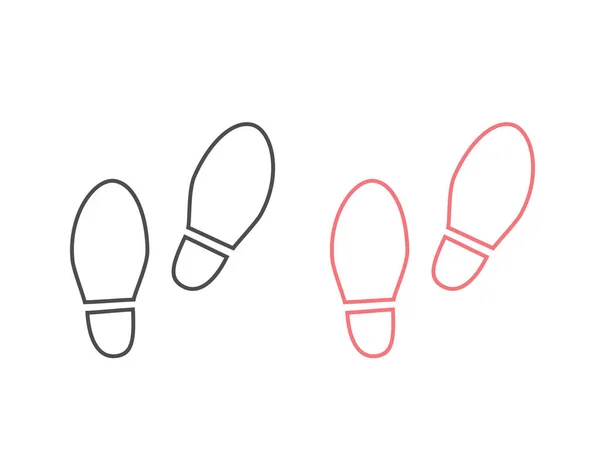 Schoenen Voetstappen lijn pictogram set. Vector illustratie in platte stijl — Stockvector