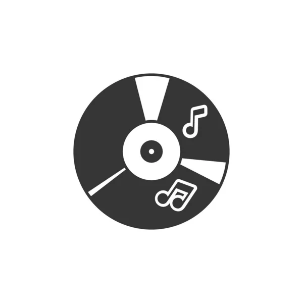 Icono plano de música de CD en estilo plano. Ilustración vectorial — Vector de stock