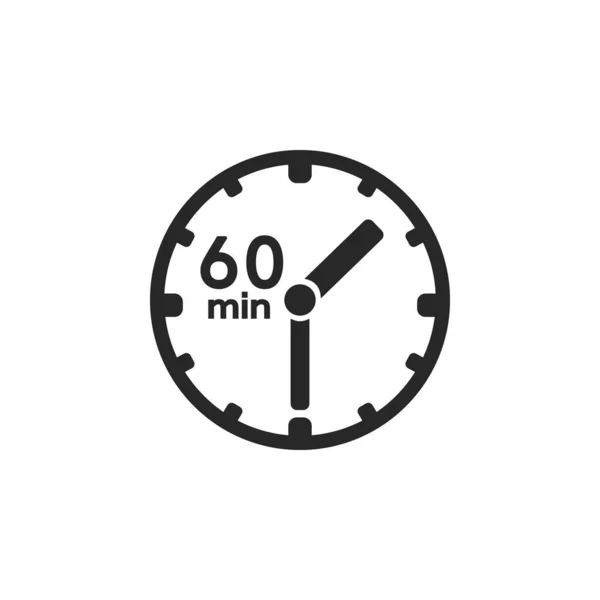 Saat simgesi. 60 dakikayı imzalayın. Beyaz üzerine vektör illüstrasyonu — Stok Vektör