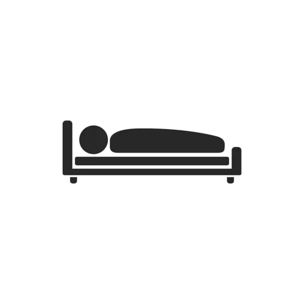 Adam yatak ikonunda uyuyor. Vektör illüstrasyonu — Stok Vektör