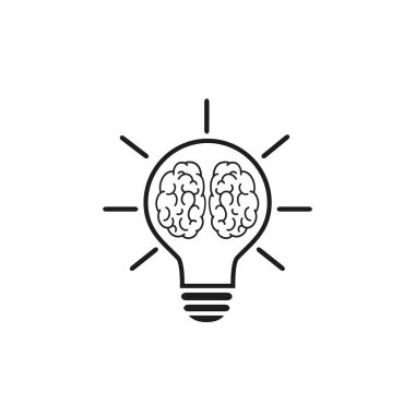 Yaratıcı Düşünce Vektör Hattı Simgesi. Düz Biçim