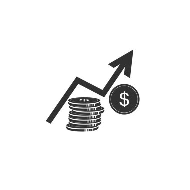 Dollar rate increase icon. Money symbol with stretching arrow up. rising prices. Business cost sale icon. cash salary increase. investment growth. vector