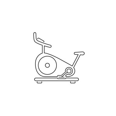 Stationary bike web black line icon. Vector