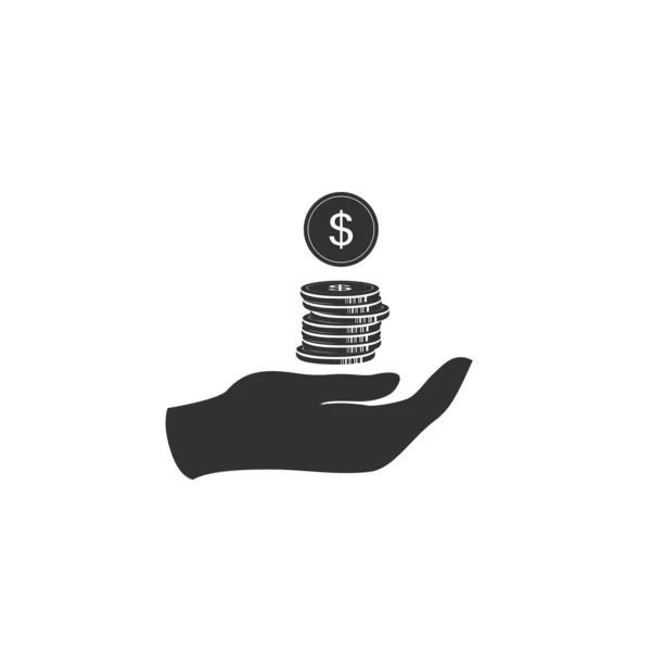 Pictografía de dinero en mano. Icono de vector en plano — Vector de stock