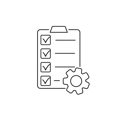 Proje Yönetimi çizgi simgesi düz stil. Web sitenizin tasarımı için proje sembolü, logo, uygulama, Ui. Vektör