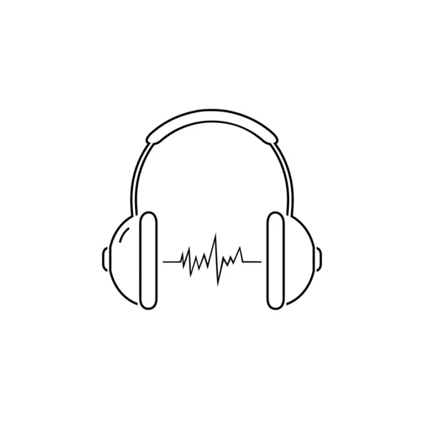 Ikona słuchawkowa linii słuchawkowej w płaskim stylu. Ilustracja wektora słuchawek na białym, izolowanym tle. Handel gadżetami audio — Wektor stockowy