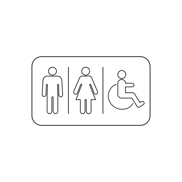 Icono de línea de baño. Señalización de sala de descanso. Logotipo de la ilustración del vector del símbolo del inodoro — Vector de stock