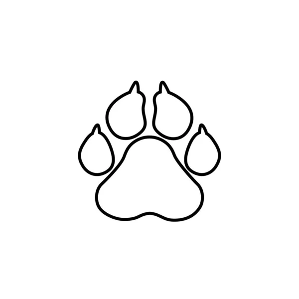 Значок линии домашних животных, векторная печать лапы - изображение животных, символ домашнего животного в плоской — стоковый вектор