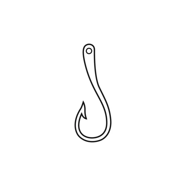 Icono de línea de anzuelo de pesca, diseño de signo negro. Vector en plano — Vector de stock