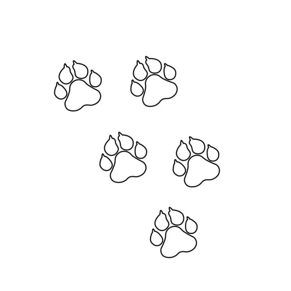 Значок линии домашних животных, печать векторных лап - изображение животных, символ домашнего животного в плоской — стоковый вектор
