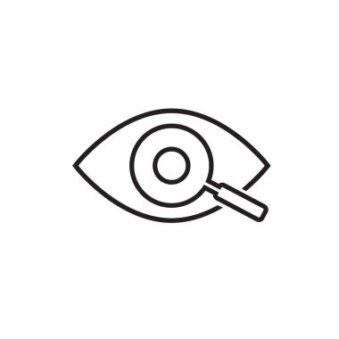 Göz çizgisi simgesi olan bir büyüteç. Simge bul, konsept sembolünü araştır. Büyüteçli göz. Web ve mobil stok vektörü için görünüm, görünüm, görünüm, görünüm, yaratıcı görüş simgesi