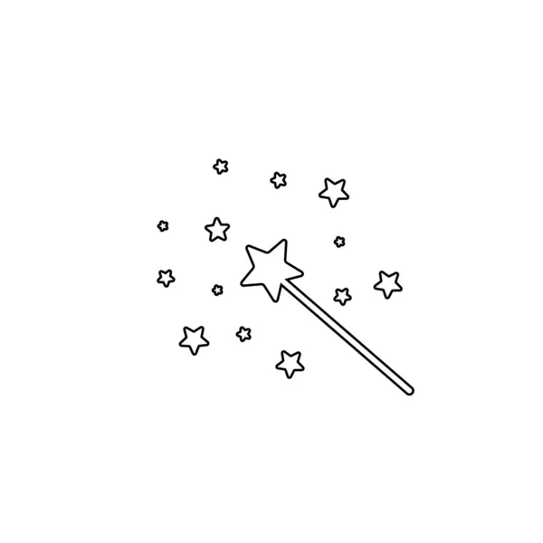 Vector Zauberstab Linie Symbol mit Stern funkeln — Stockvektor