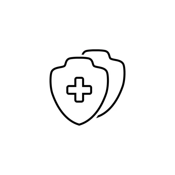 Medical Shield Line Icon Shield flache Gesundheit cross medical — Stockvektor