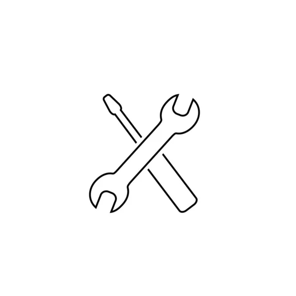 Отвёртка с символом иконки ключа. Качественный изолированный элемент оборудования в стиле trendy. Вектор — стоковый вектор