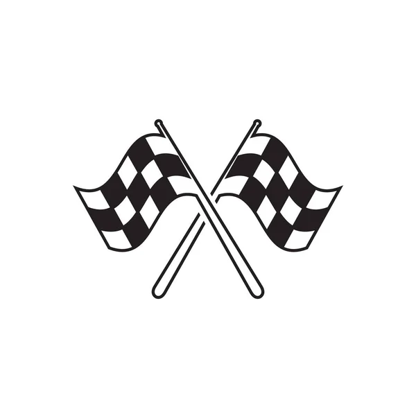 Två korsade racing flaggor isolerade vektor linje ikon — Stock vektor